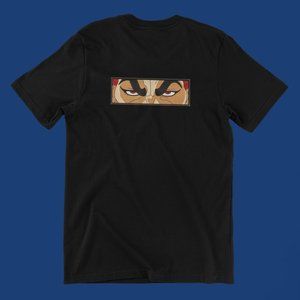 New- White&black Embroidered anime box T-shirt